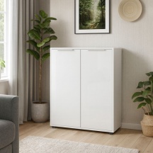 COMPOSAD BSA426K768 Mobile Soggiorno Moderno 2 Ante Maniglia in Metallo 72x35x87 cm Bianco