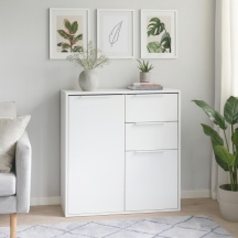 COMPOSAD BSA429K768 Mobile Soggiorno Moderno 2 Ante e 2 Cassetti 72x35x87 cm Bianco