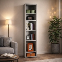 COMPOSAD LB4802K562 Libreria Moderna 5 Ripiani 44x35.7x217.2 cm Cemento Pratico