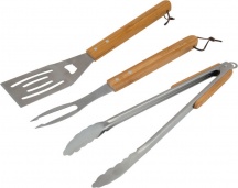 Campingaz BAR3PZML Set Barbecue 3 pezzi inox tenaglia forchettone paletta manico legno