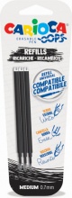 Carioca 4304101 Ricaricatore di Penna Nero Medio 3 pezzi