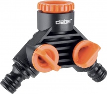 Claber 8599 Presa Rubinetto 34" 2 Vie per Raccordo Tubo Giardino Irrigazione