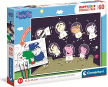 Clementoni 26096 Double Face Coloring Pig Supercolor Puzzle 60 Pezzi 5+