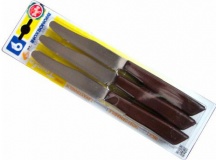 Bonomi 30006MSC Confezione 6 coltelli da tavola Inox e manico plastica Marrone