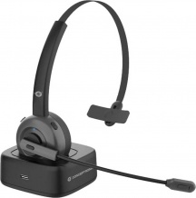 Conceptronic POLONA03BDA Cuffia Mono ad Archetto senza Fili con Microfono Nero