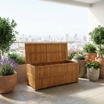VivaGarden AC805051 Cassapanca contenitore Baule da esterno in Legno 130x55x59 cm Marrone