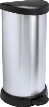 Curver 02150-582-00 Deco Bins Pattumiera a Pedale Rotonda 40 L Nero e Argento