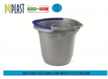 DUPLAST DUP10433 Secchio Vulcano Con Becco 13 Litri Silver