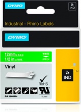 DYMO 1805414 Nastro 12mmx 5 5m Vinile Bianco su Verde