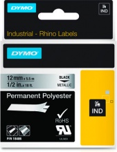 DYMO 18486 Nastro 12mmx5.5m poliestere Nero su Poliestere Permanente IND