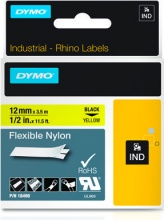 DYMO 18490A Nastro da 12mmx3.5m nylon Nero su Giallo Nylon Flessibile IND 18490