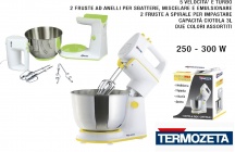 Termozeta TER76019 Sbattitore con Ciotola Inox Girevole 250-300 Watt