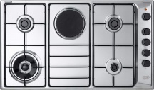 De Longhi FLA 49 RD Piano Cottura 5 Fuochi a Gas + Elettrico da Incasso 86 cm Inox