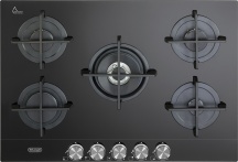 De Longhi NSL 575 NC Piano Cottura 5 Fuochi a Gas da Incasso 75 cm Nero