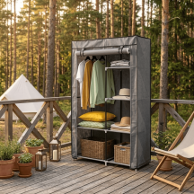 VivaGarden 852DHLG Armadio Guardaroba in Tessuto non Tessuto TNT 103x43x162,5 Grigio Chiaro