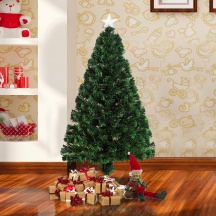 DecHome D0343 Albero di Natale 120cm 130 Rami Fibra Ottica e Pvc e 16 Luci Led
