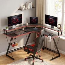 DecHome 0BKV481 Scrivania da Gaming Angolare Supporto Monitor e Gancio 128x128x88cm Nero