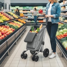 DecHome 0GYV268 Carrello Portaspesa Pieghevole Alluminio 46L Scomparto Refrigerato Gray