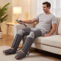DecHome 0GYV355 Massaggiatore Gambe a Compressione 2 Livelli Calore 77x96x12 cm Grigio