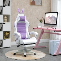 DecHome 0VTV501 Sedia Gaming Orecchie da Coniglio Poggiapiedi Cuscini Reclinabile Viola