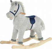 DecHome 105330 Cavallo a Dondolo per Bambini 36-72 Mesi Grigio