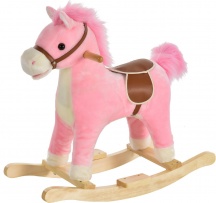 DecHome 109PK330 Cavallo a Dondolo per Bambini 36-72 Mesi Rosa