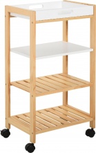 DecHome 131-801 Carrello Cucina 4 Livelli Pino 4 Ruote Girevoli 40x30x76 Bianco Marrone