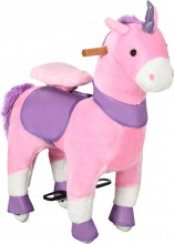 DecHome 153V00PK-330 Cavallo a Dondolo Unicorno con Ruote Cavalcabile per Bambini da 3+ Rosa