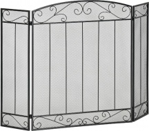 DecHome 231 Parascintille Caminetto con 3 Pannelli Pieghevoli Nero