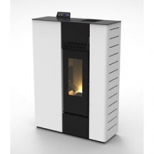DecHome 25813-V6 Stufa a Pellet Canalizzata Slim 10,3 kW 20 Kg 294 m3 Bianco Sterope 12C