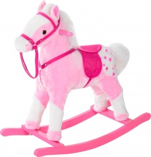 DecHome 330004PK Cavallo a Dondolo in Legno con Suoni Cavalcabile per Bambini da 3+ Rosa