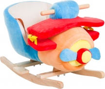 DecHome 330066 Aeroplano A Dondolo Peluche Morbido Imbottito e Legno Massello