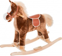 DecHome 330051 Cavallo a Dondolo in Legno Cavalcabile per Bambini da 3+ Anni Marrone
