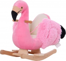 DecHome 330100 Fenicottero Dondolo In Legno e Peluche Rosa