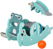 DecHome 3301D3 Cavallo a Dondolo Trasformabile in Scivolo e Canestro Cavalcabile 3+