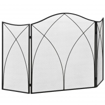 DecHome 34263S500 Parascintille Camino a 3 Parti Pieghevole 126x2x76 cm Nero