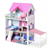 DecHome 350077 Casa Delle Bambole Legno 3+ Anni 12 Accessori Rosa