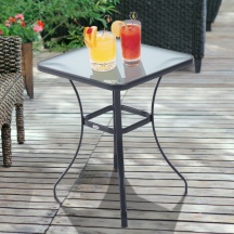 VivaGarden 3584B Tavolo da Giardino Quadrato Metallo Piano Vetro 68.5x68.5x84 cm Nero