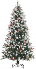 DecHome 360V02 Albero di Natale Innevato con Bacche Rosse 180cm Verde