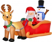 DecHome 370V90844 Babbo Natale Gonfiabile con Slitta Renna 200x80x128cm