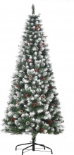 DecHome 382V01 Albero di Natale Innevato Pigne Bianche Base Pieghevole 180cm Verde