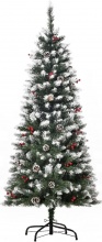 DecHome 382 Albero di Natale Innevato con Pigne Bianche Base 150cm BiancoVerde