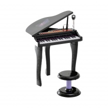 DecHome 350003BK Mini Pianoforte con Microfono e Sgabello Gioco Creativo per Bambini 4+