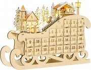 DecHome 418 Calendario dellAvvento in Legno a Forma di Slitta 45x10x31cm Legno