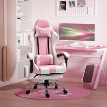 DecHome 450V502 Sedia Gaming Ergonomica Reclinabile con Poggiatesta Cuscino Lombare Rosa