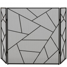 DecHome 520BKS501 Parascintille Camino Pieghevole a 3 Pannelli 135x1.2x85cm Nero