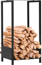 DecHome 525-425BK Scaffale Portalegna da Esterno e Interno Acciaio Base Rialzata 39x35x76