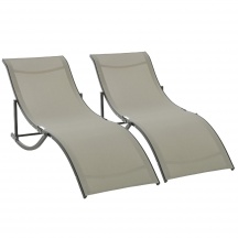 VivaGarden 540CF84B Lettino Prendisole da Giardino 2 Lettini Pieghevoli 61x165x63 Cachi
