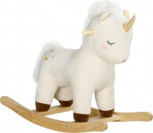 DecHome 550WTS418 Cavallo a Dondolo per Bambini 2-4 Anni a Unicorno Bianco