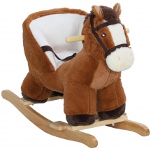 DecHome 590BNS416 Cavallo a Dondolo per Bambini 18-36 Mesi Marrone